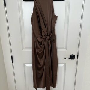 Halston Heritage Asymmetrical Brown Dress